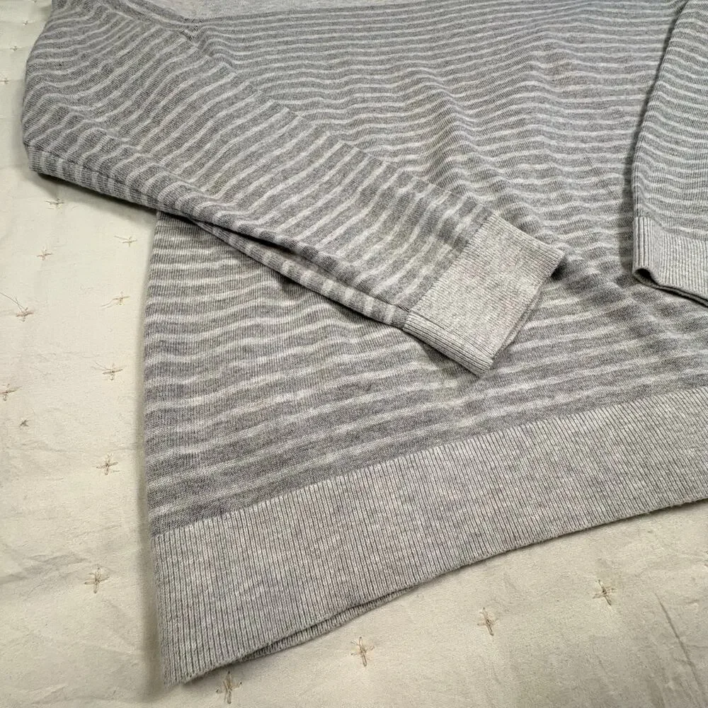 Banana Republic Stripped Pullover Sweater Men's L Gray Classic Neutral Knit